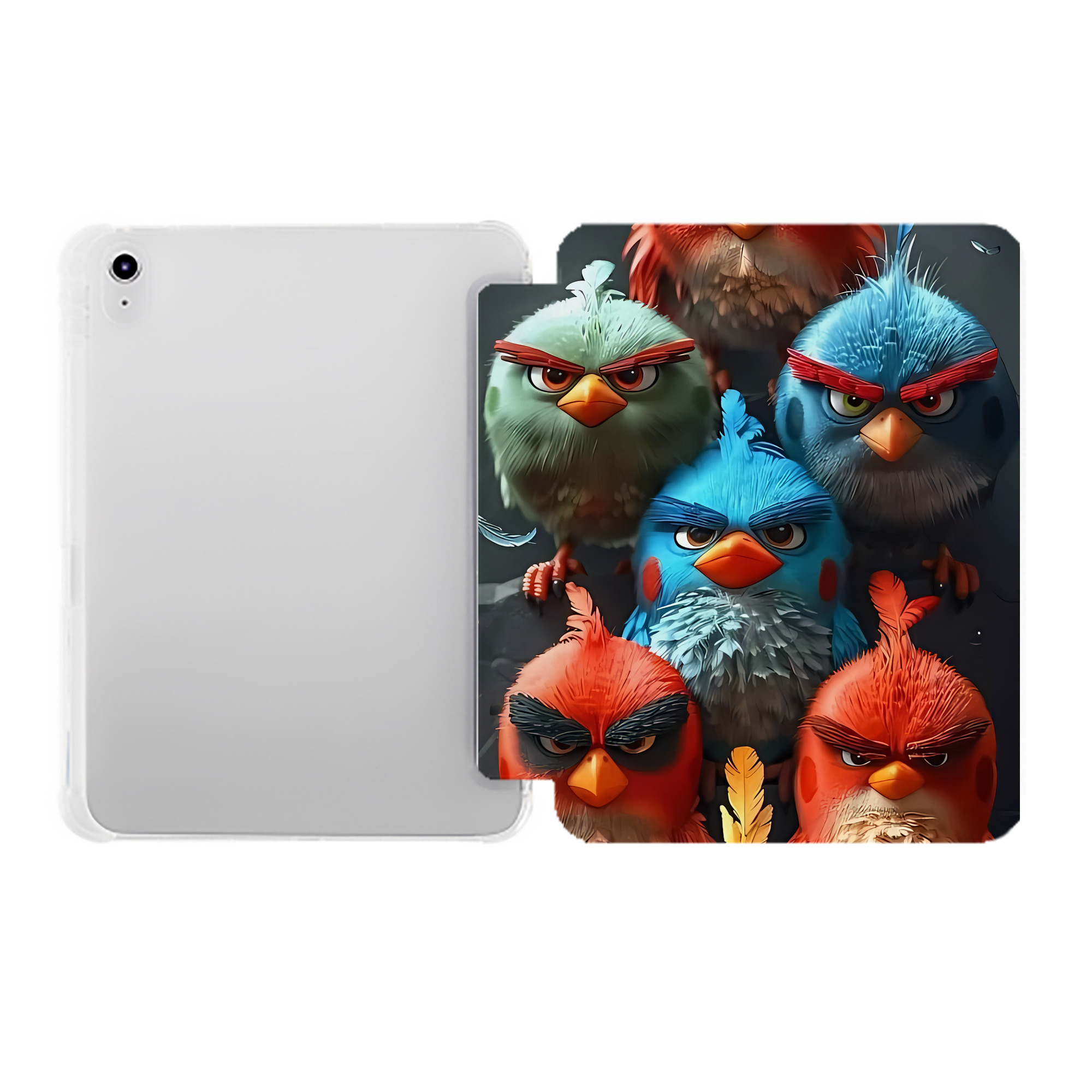 （画像用） Angry Birds アングリーバード IPad ケース ペン収納付き 三つ折りスタンド PUレザー×シリコン 対応機種9.5/10.5/10.9インチ